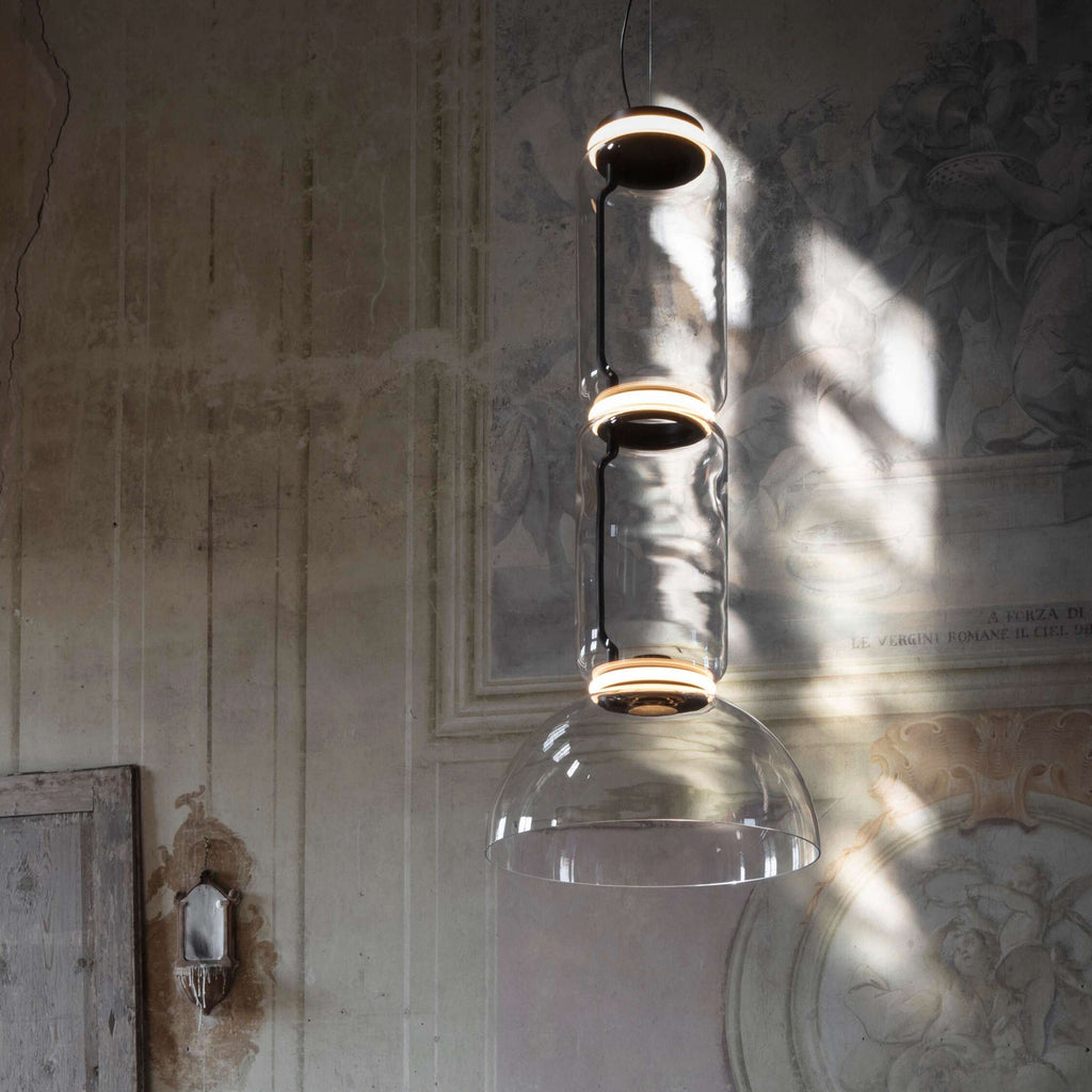 Cylindrical Clear Glass Chandelier