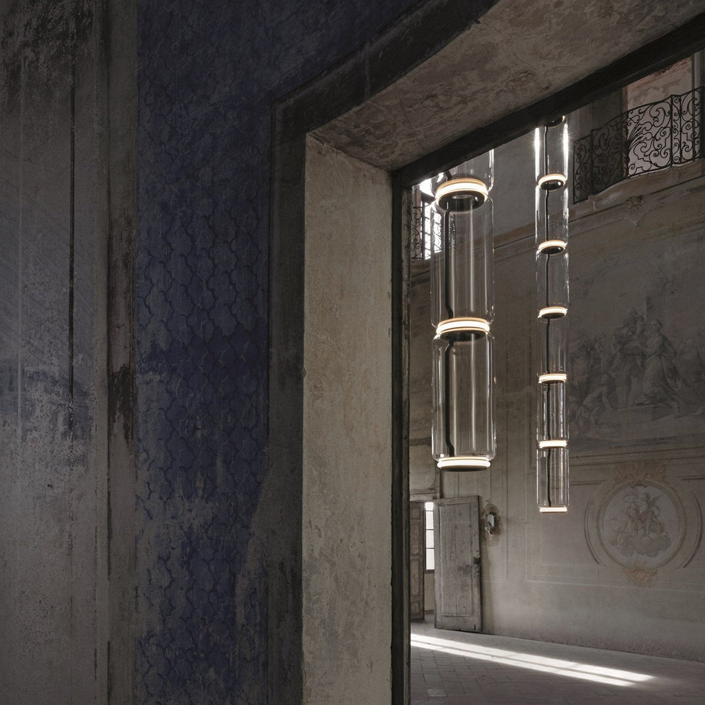 Cylindrical Clear Glass Chandelier