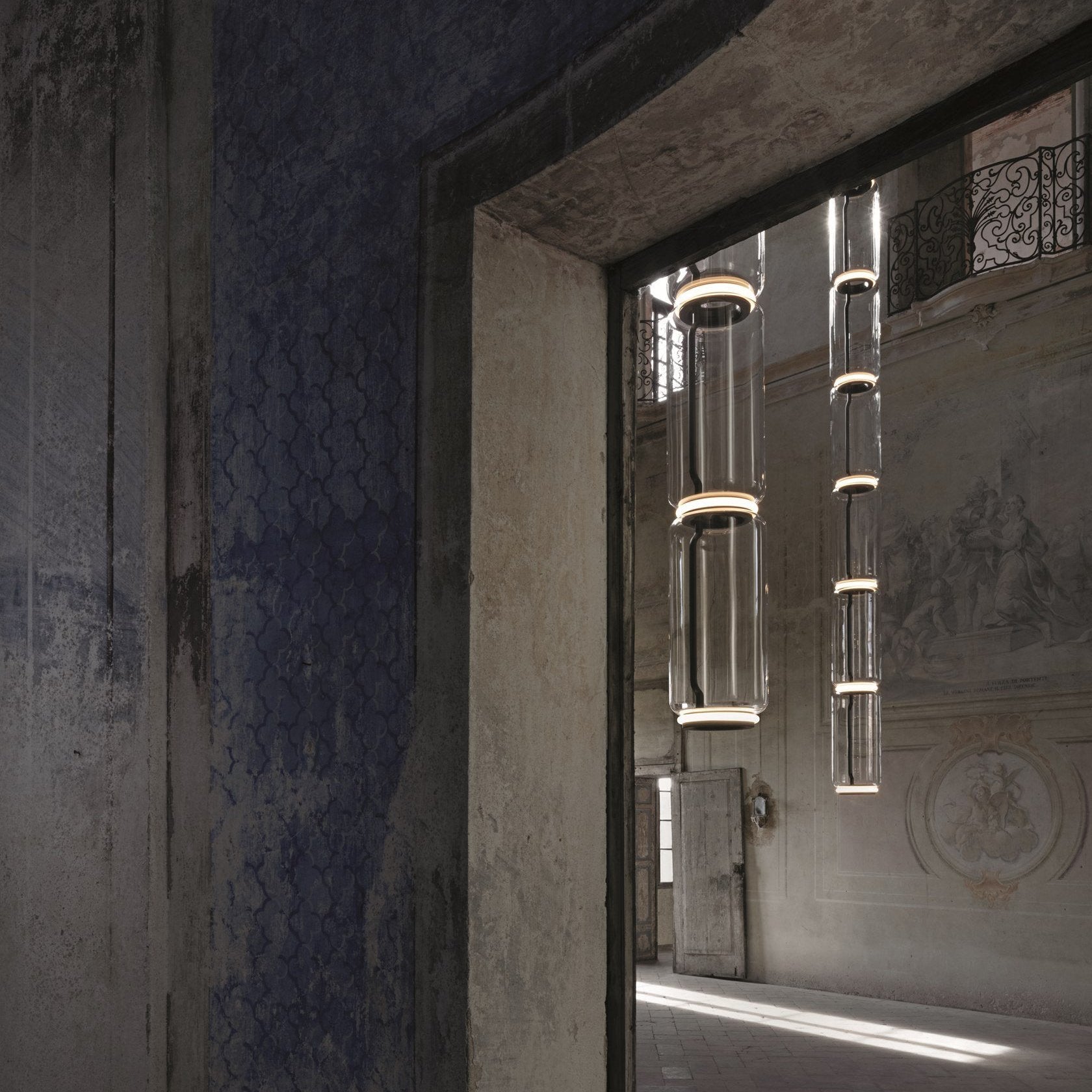 Cylindrical Clear Glass Chandelier