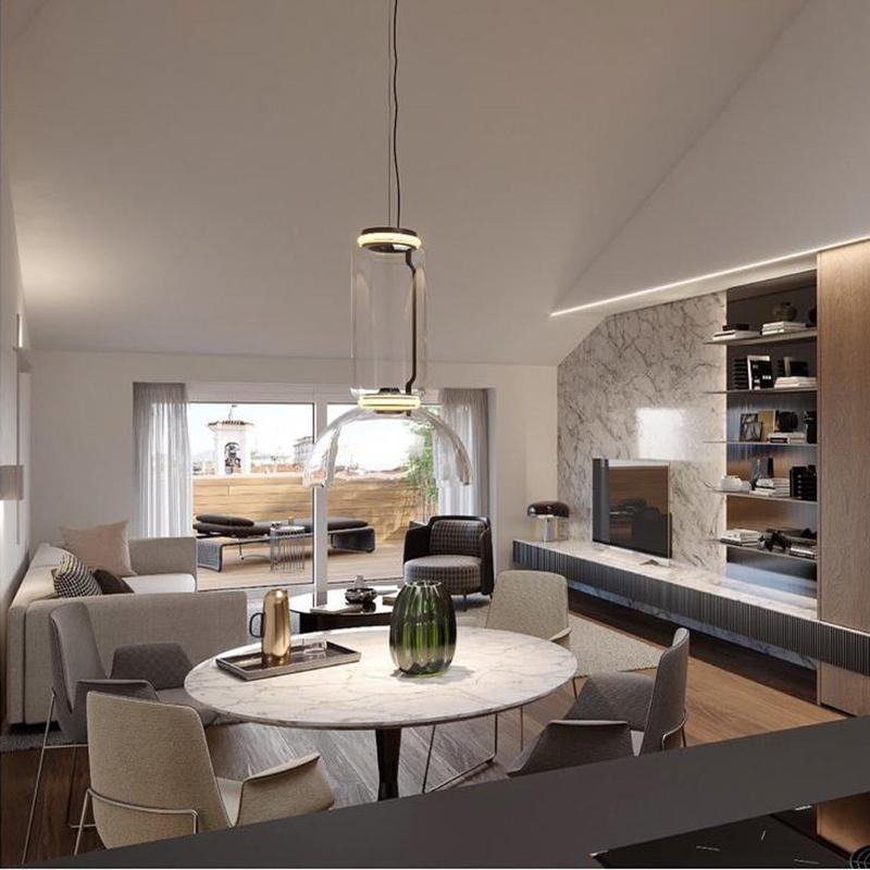 Cylindrical Clear Glass Chandelier