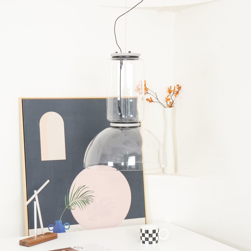 Cylindrical Clear Glass Chandelier