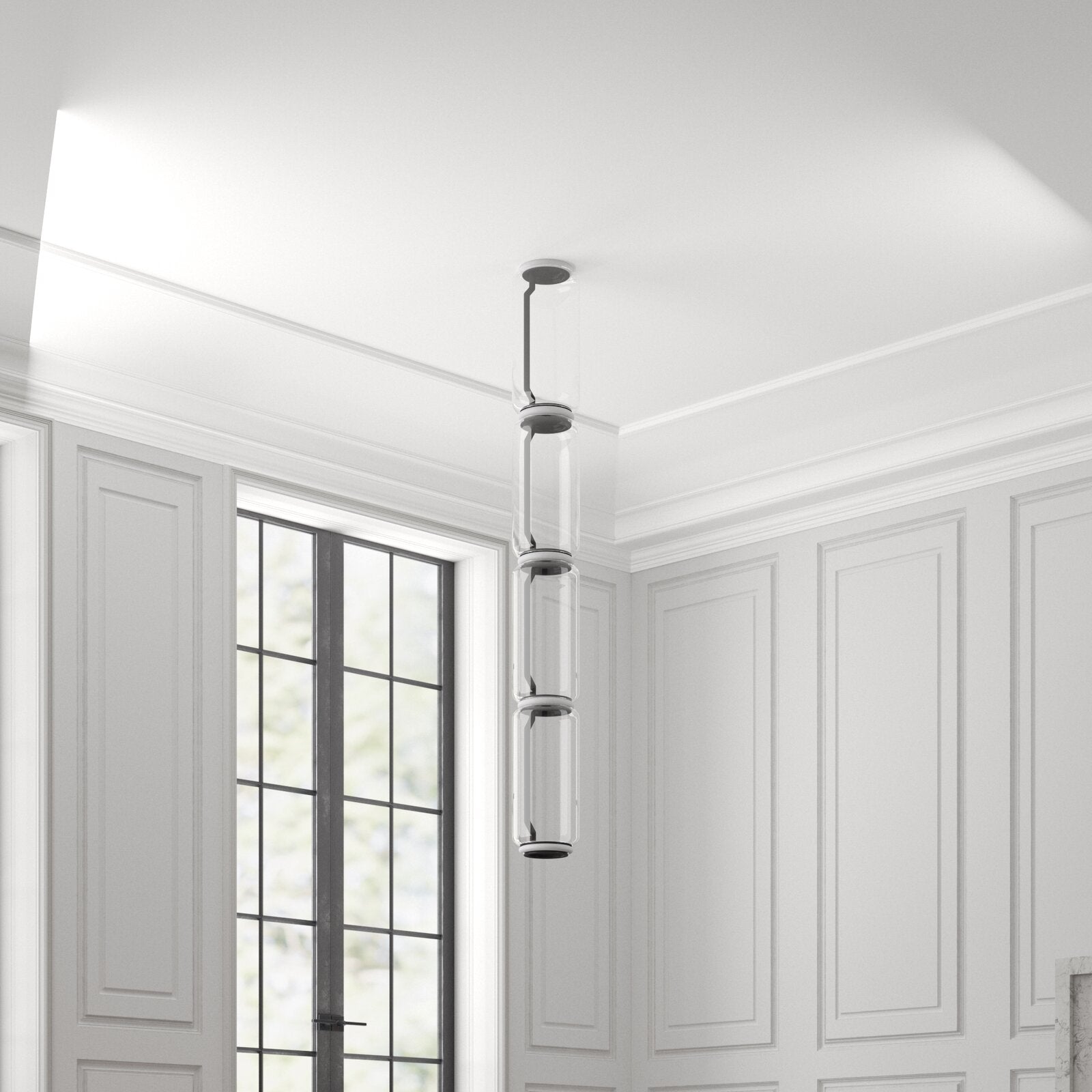 Cylindrical Clear Glass Chandelier