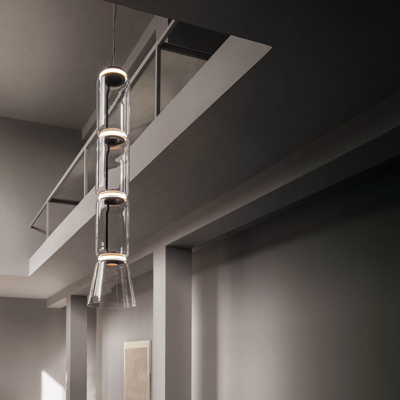 Cylindrical Clear Glass Chandelier