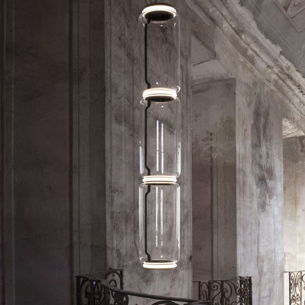 Cylindrical Clear Glass Chandelier
