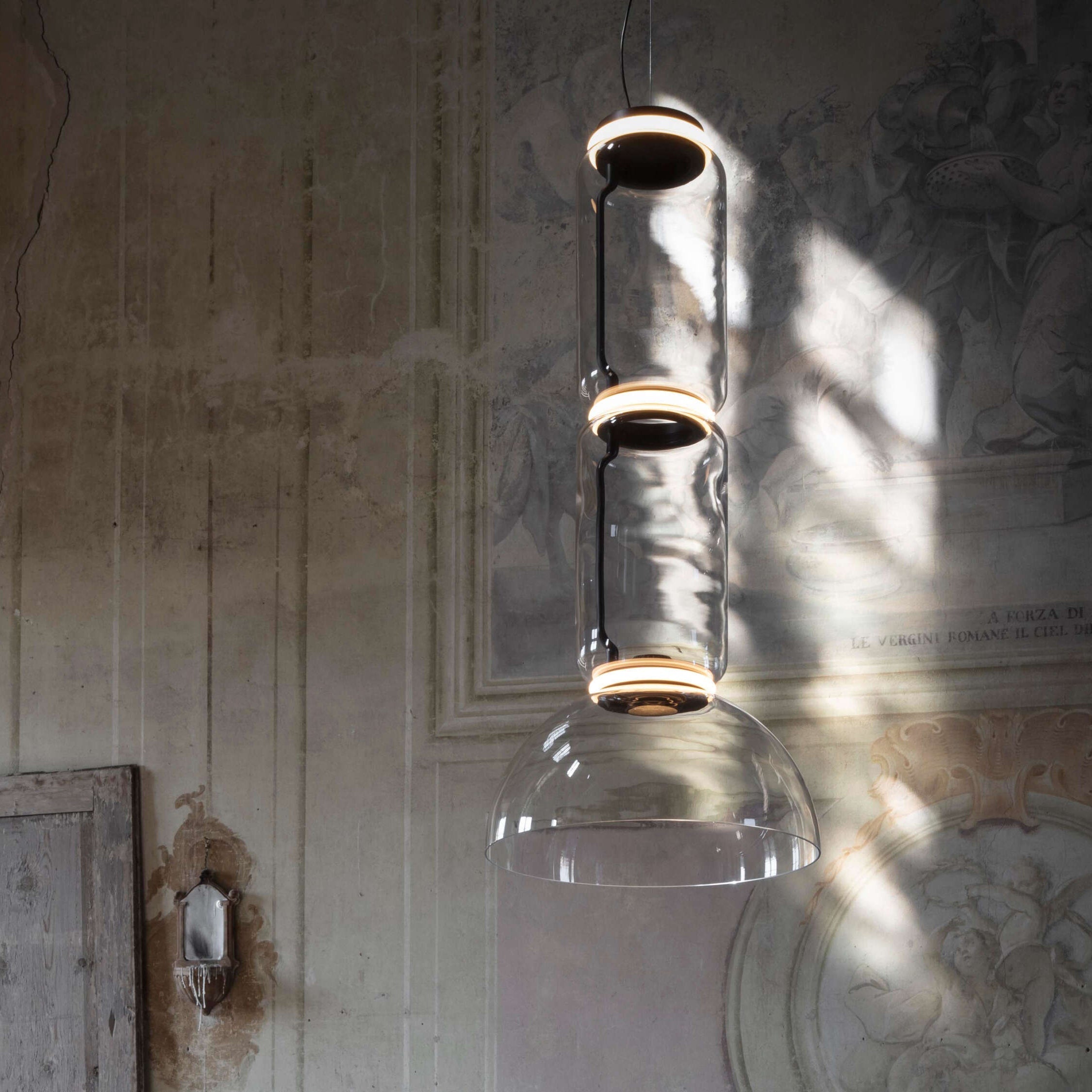 Cylindrical Clear Glass Chandelier