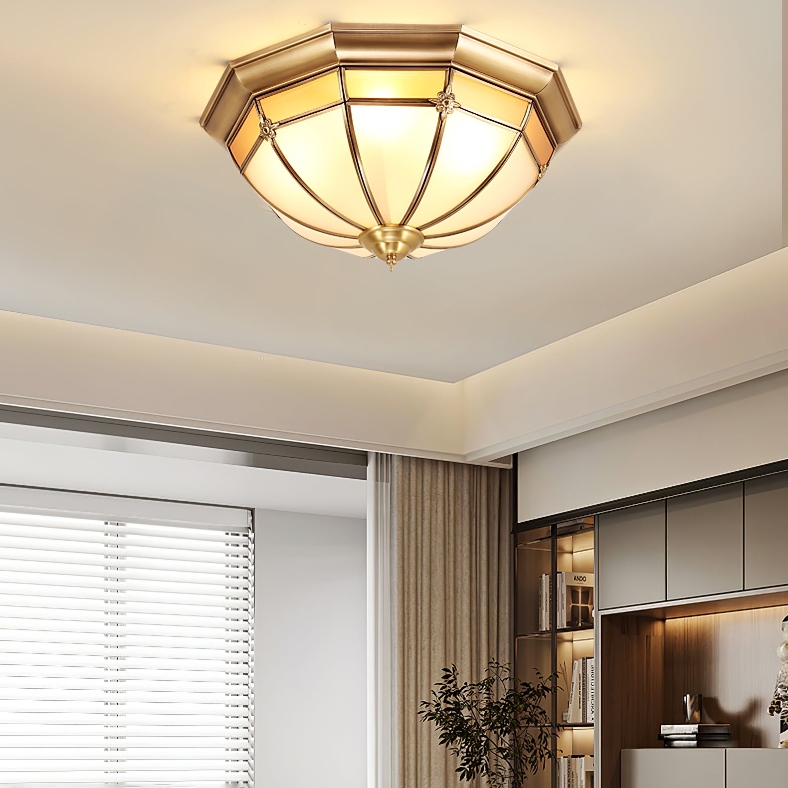 Dome Brass Flush Ceiling Lamp - ZozHome
