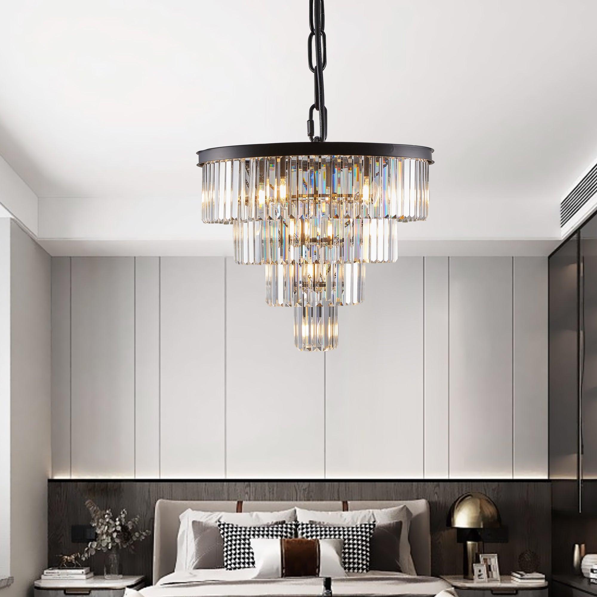 Evelyn Black Crystal Chandelier