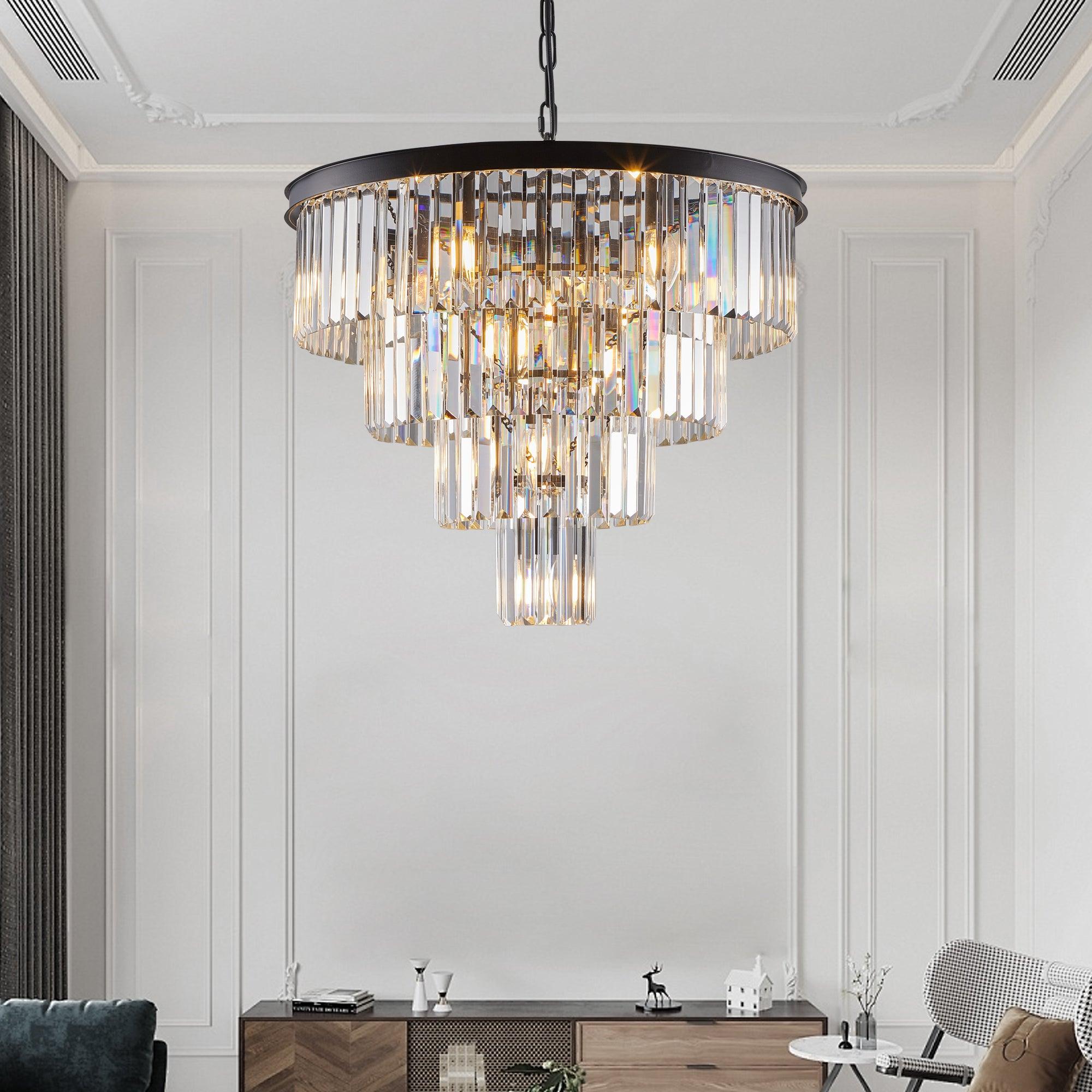 Evelyn Black Crystal Chandelier