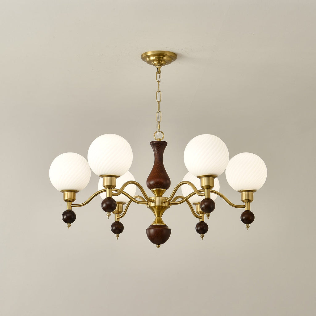 Globe Orb Wood Chandelier