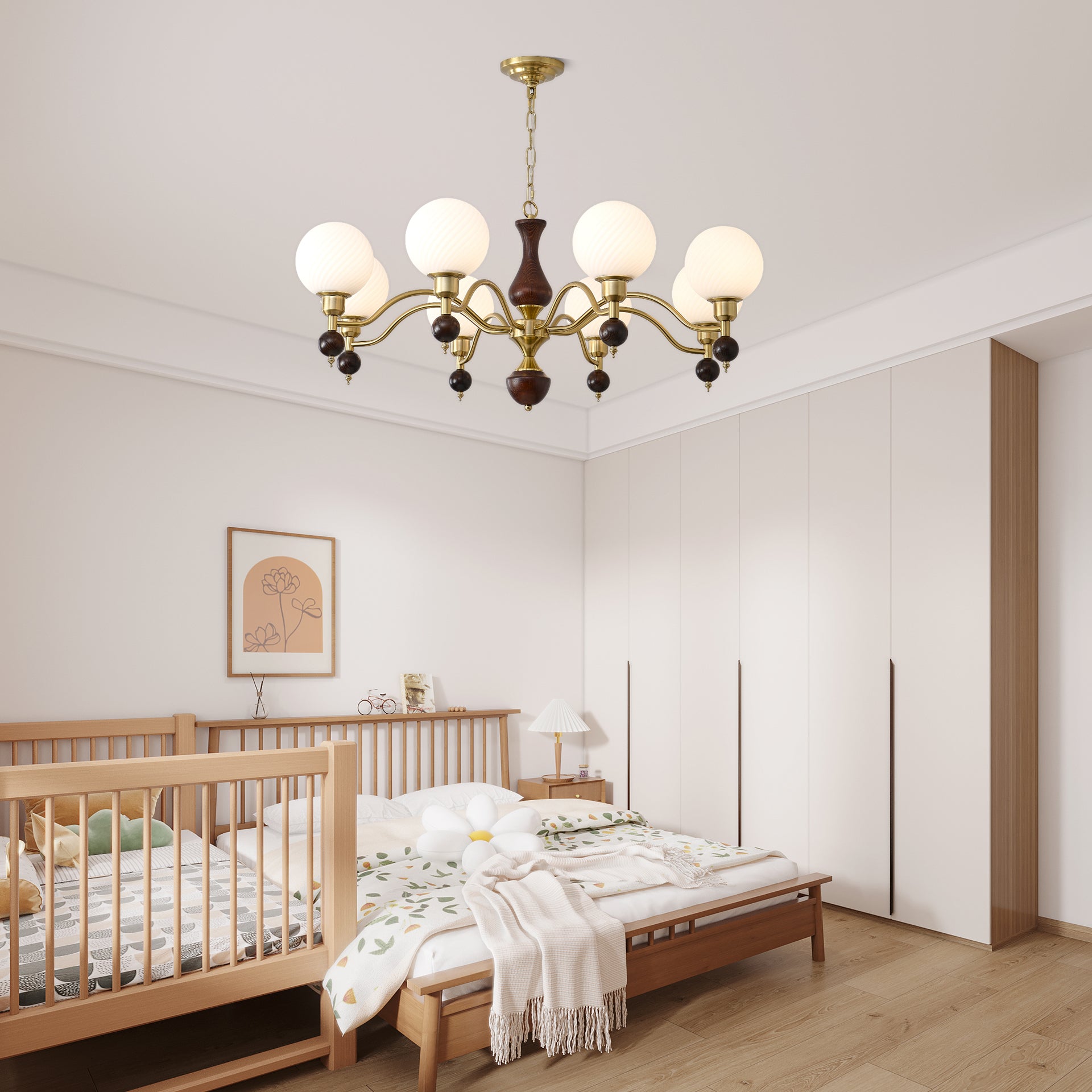 Globe Orb Wood Chandelier - ZozHome