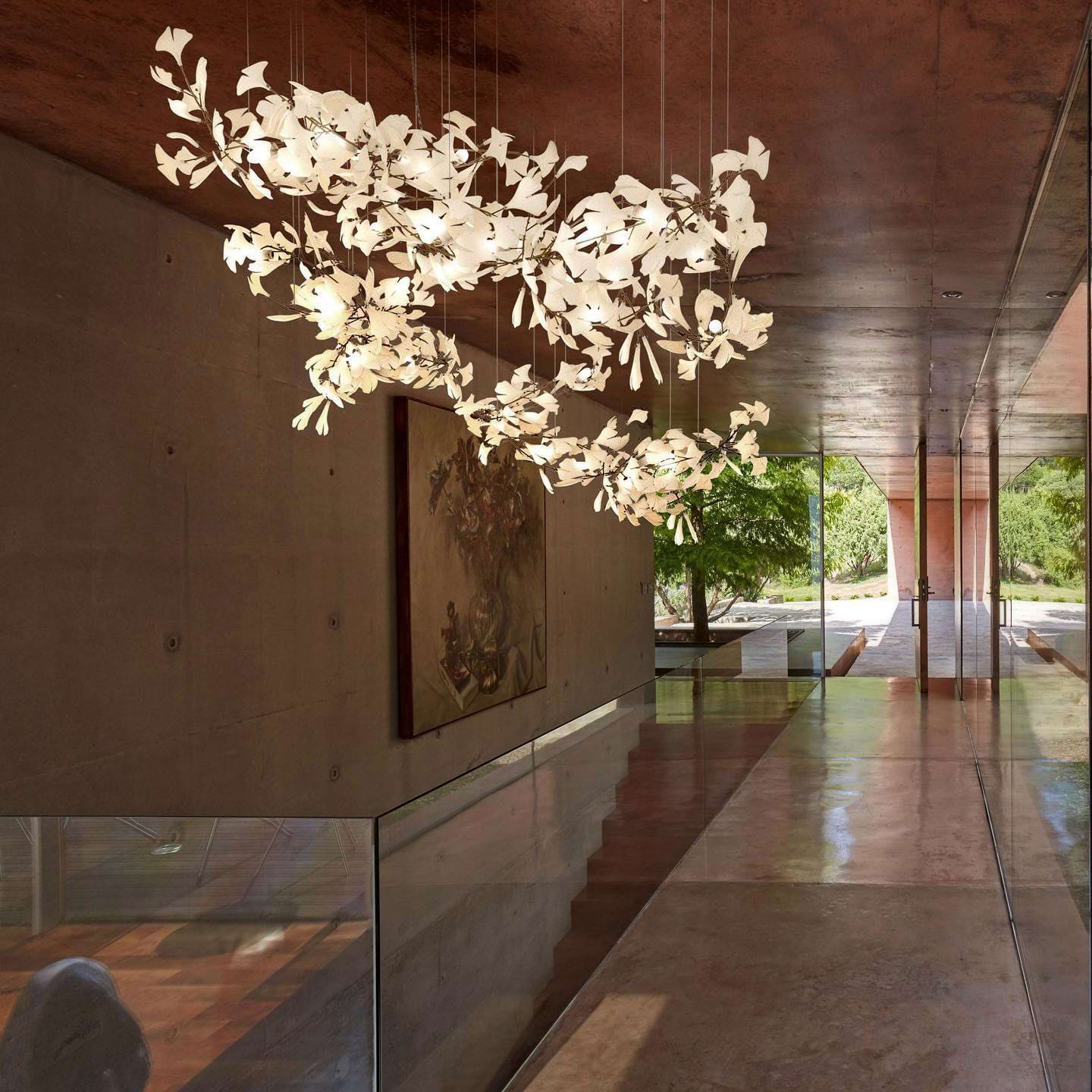 Gold White Leaves Combination Ginkgo Chandeliers