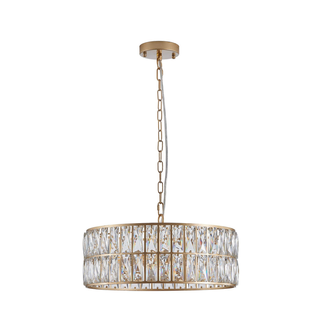 Golden Aura Modern Crystal Drum Chandelier