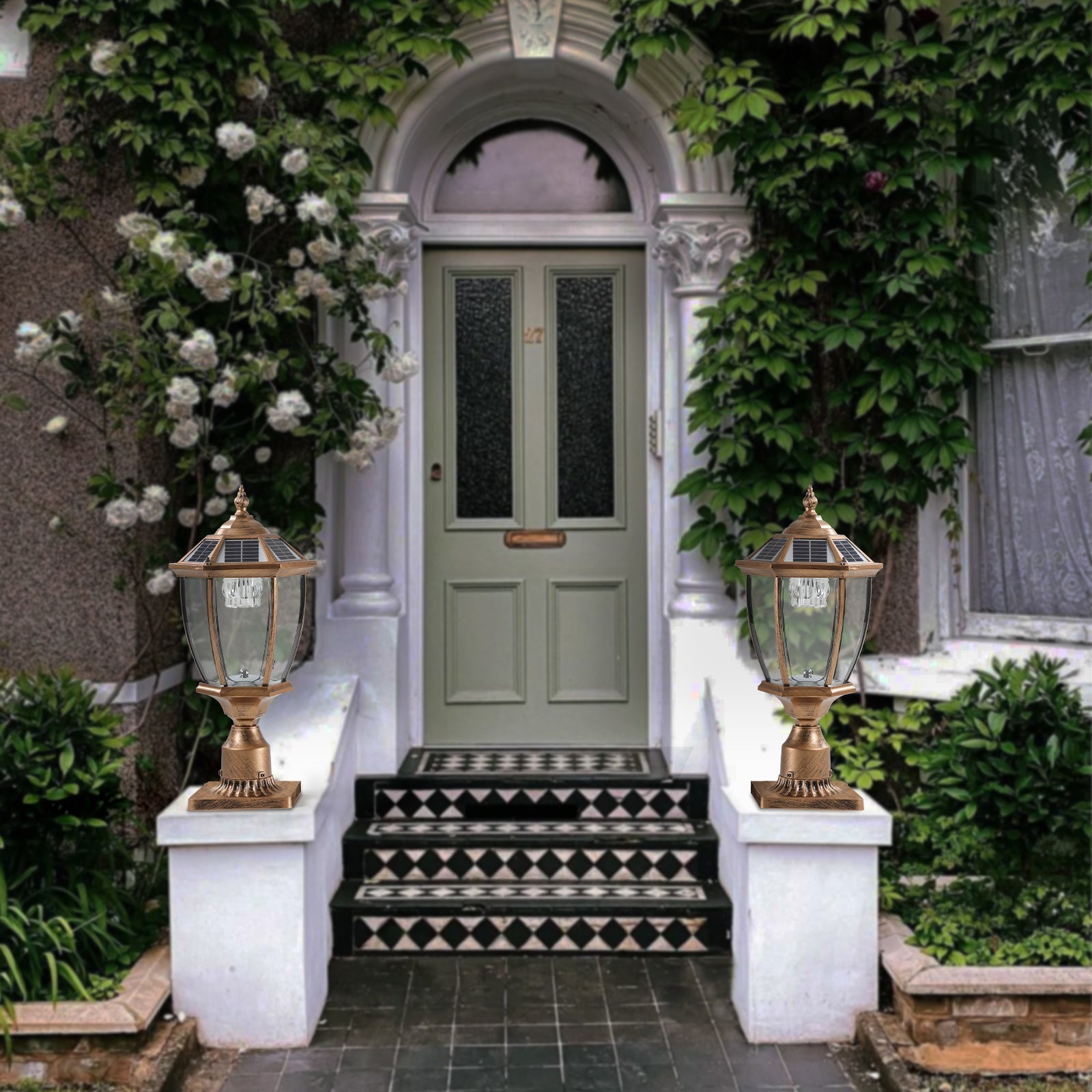 GoldenGlare Outdoor Solar Column Lights