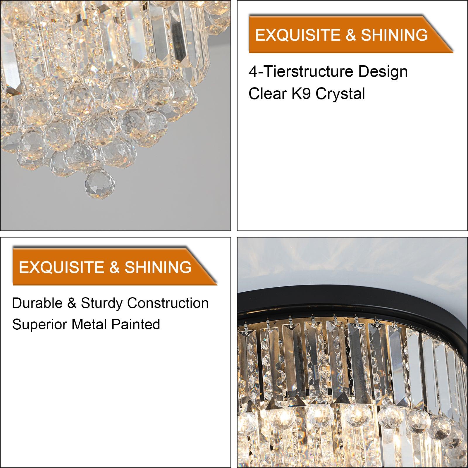 Liora Black Crystal Ceiling Lamp