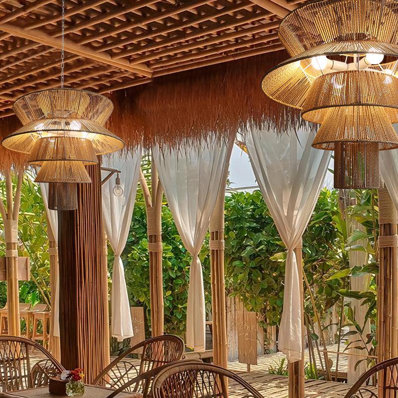 Manzhu Shahua Rattan Woven Pendant Light