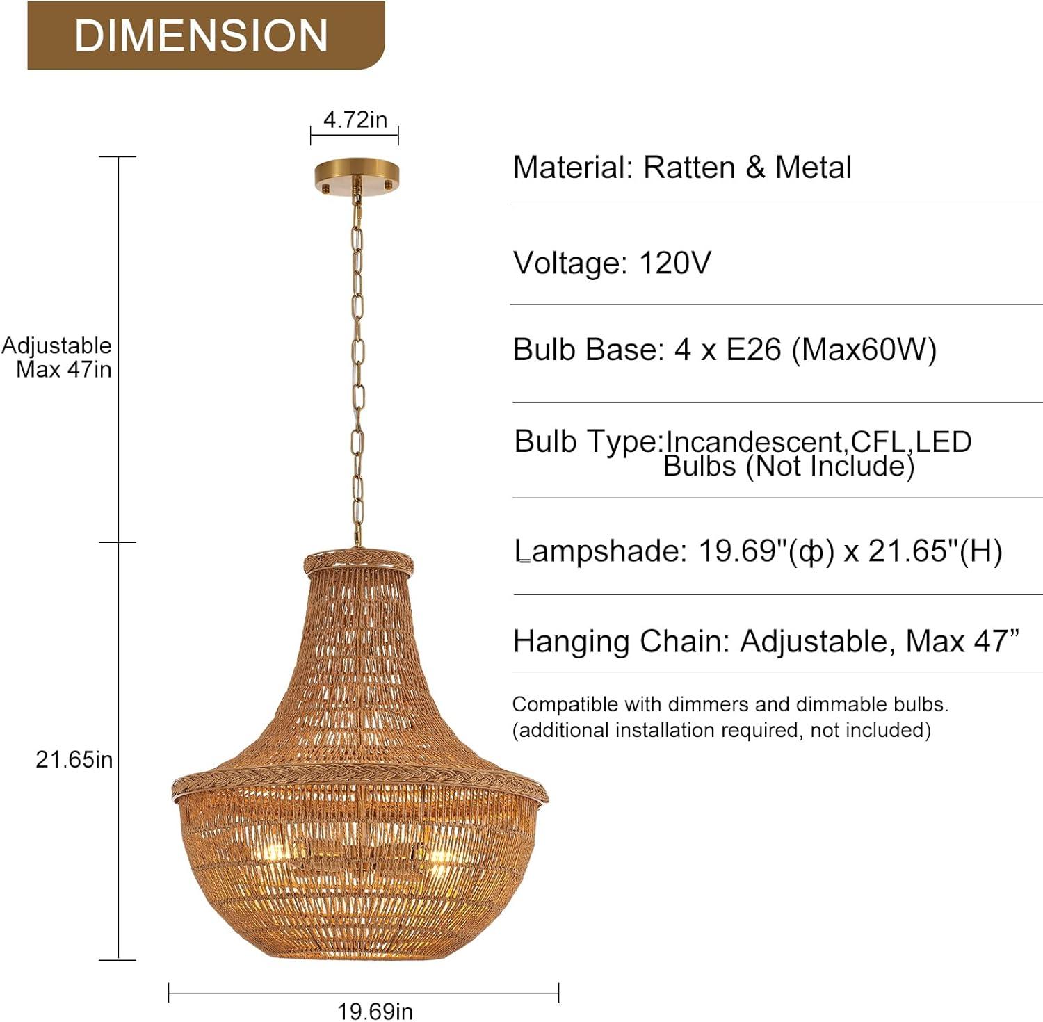 Meadow Breeze Rattan Woven Pendant Light