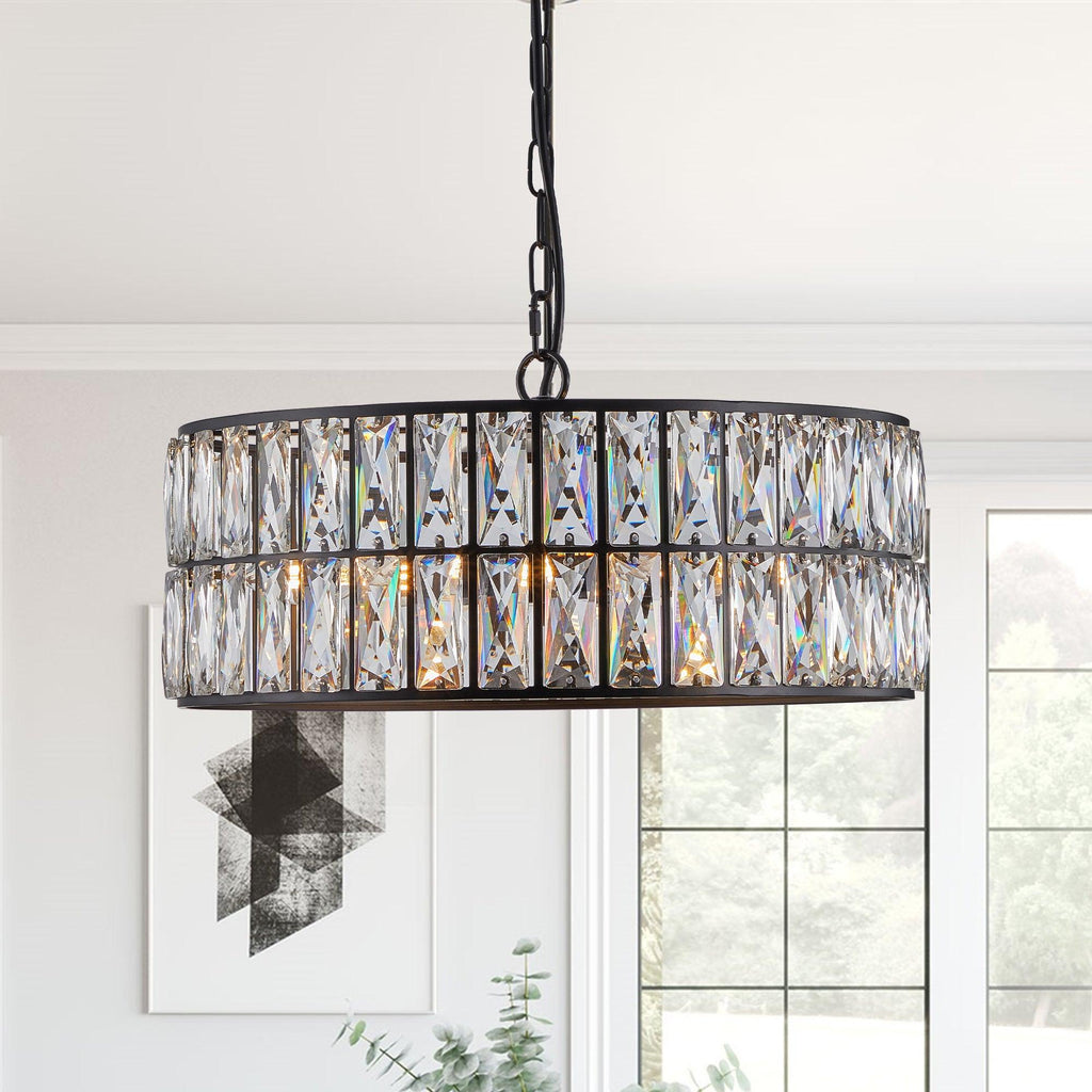 Midnight Glow Modern Crystal Drum Chandelier