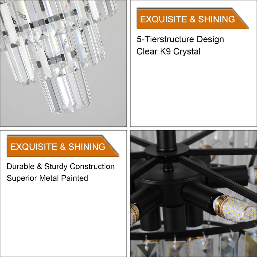 Modern Black Crystal Chandelier