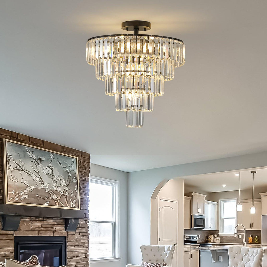Modern Black Crystal Chandelier