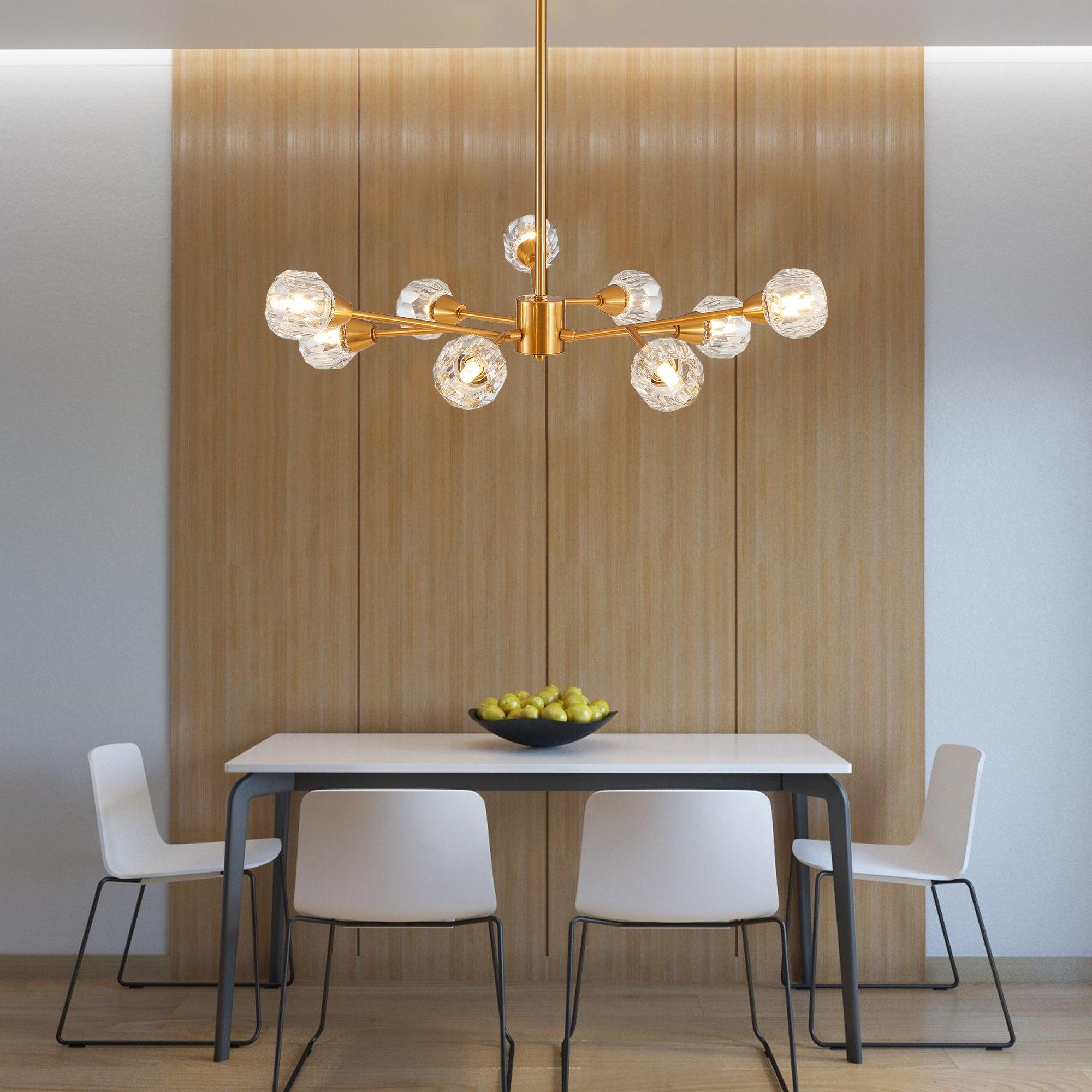 Modern Crystal Chandeliers 9 Lights Golden Chandelier
