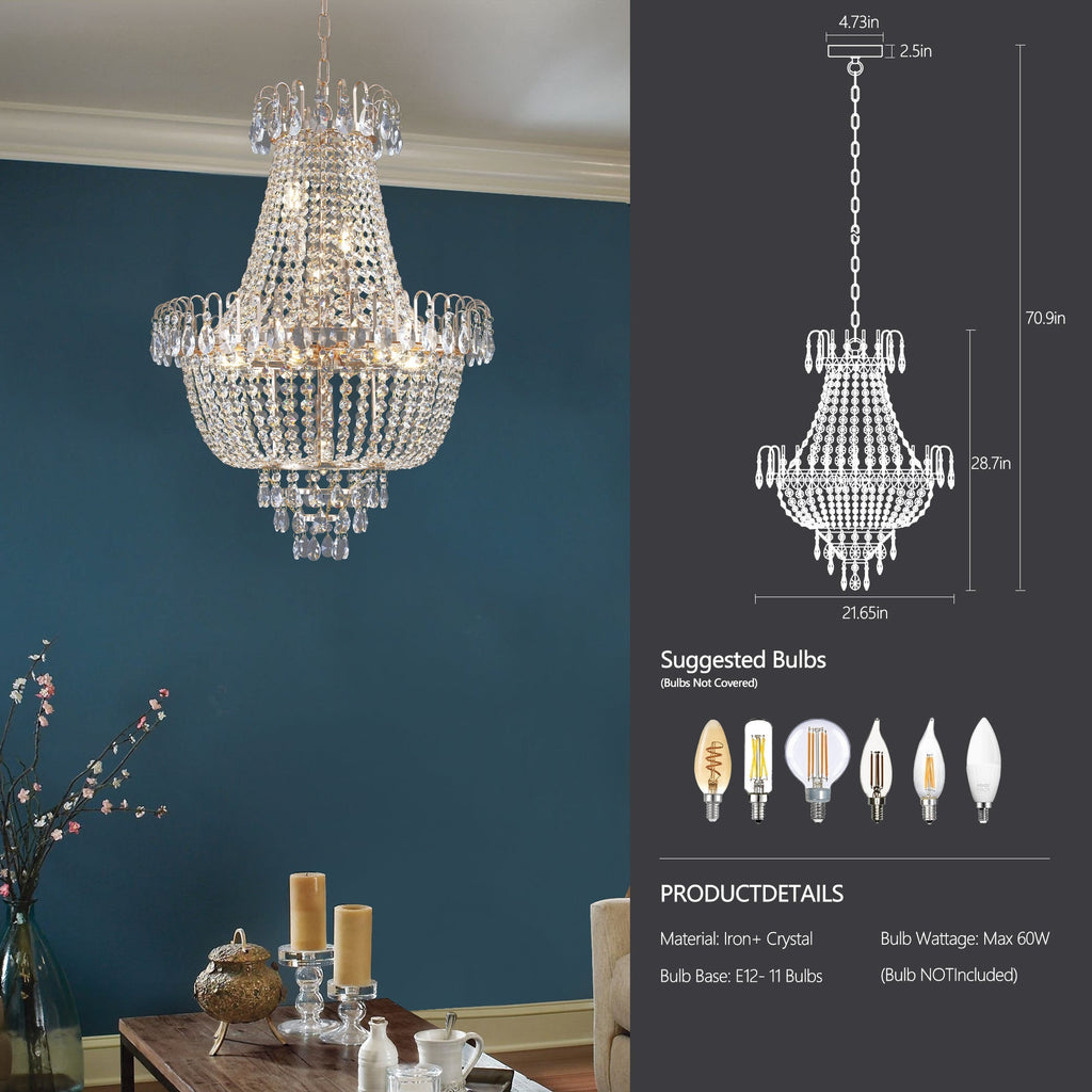 Modern Light Luxury Golden Crystal Chandelier B