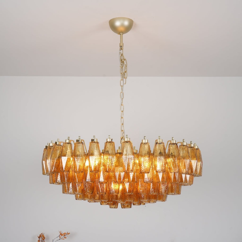 Murano Rhombus Amber Glass Chandelier