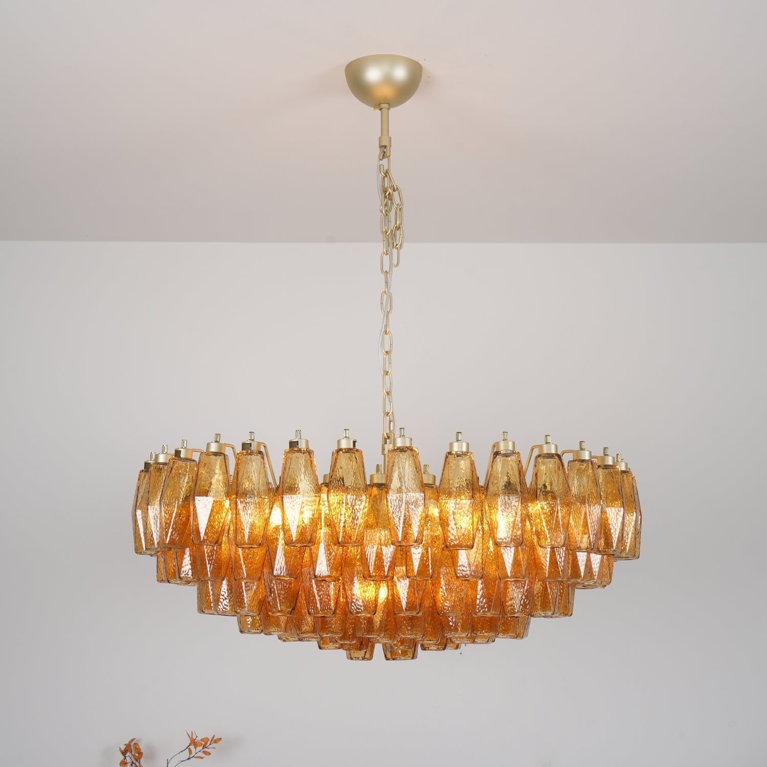 Murano Rhombus Amber Glass Chandelier