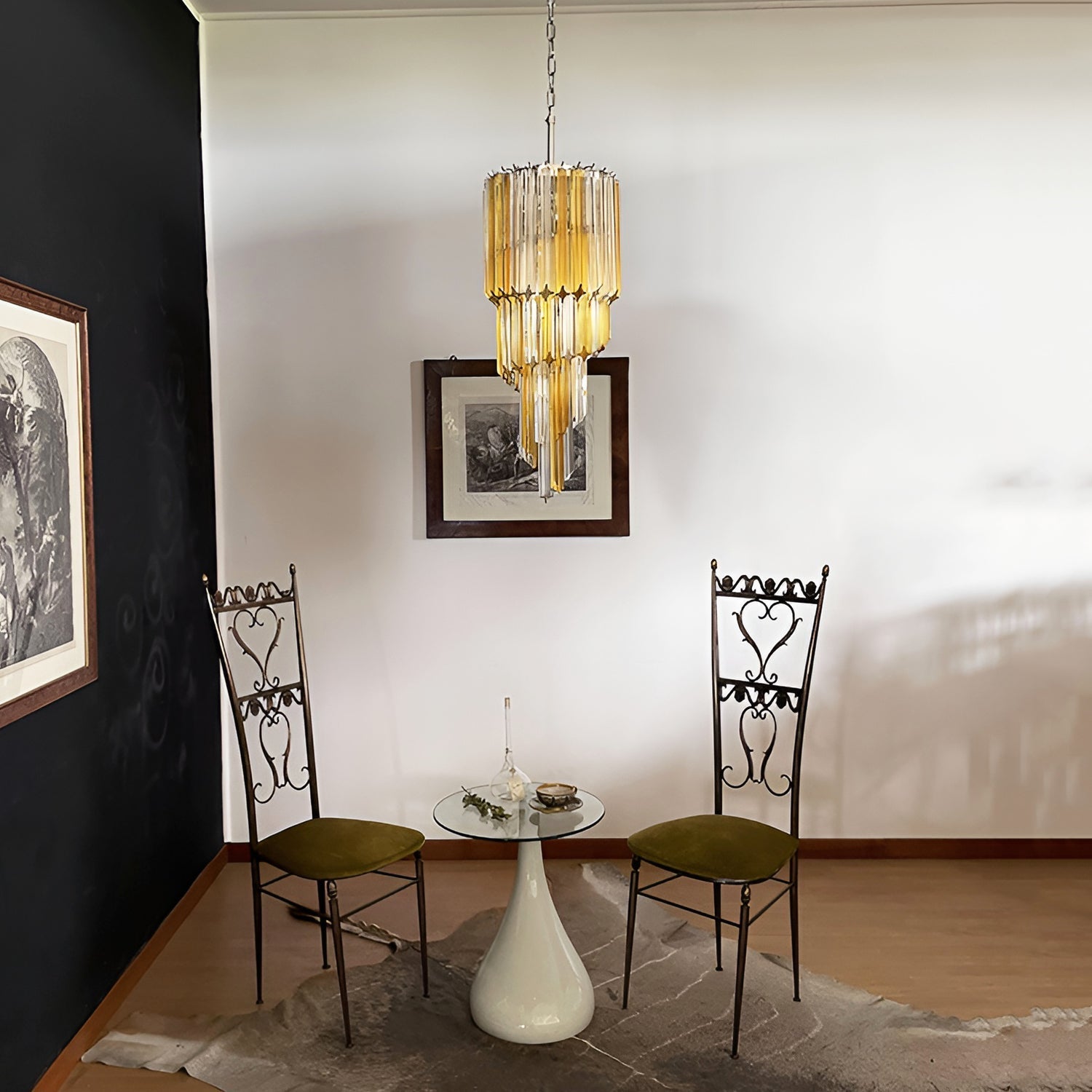 Murano Spiral Prism Glass Chandelier