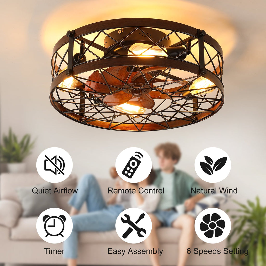 Orion Black Industrial Ceiling Fan Light