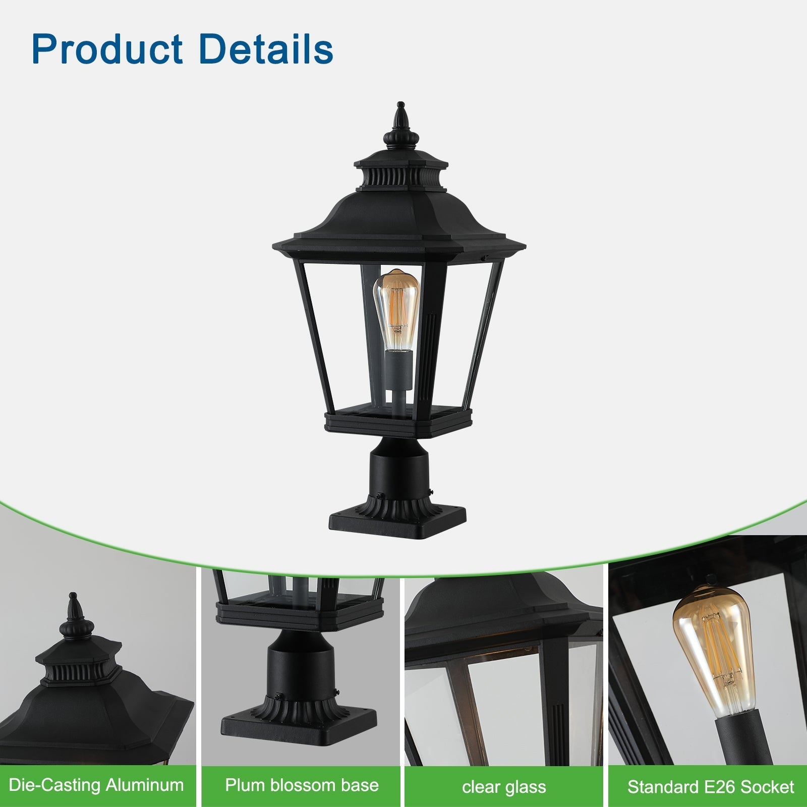 Outdoor Glass Column Head Lights