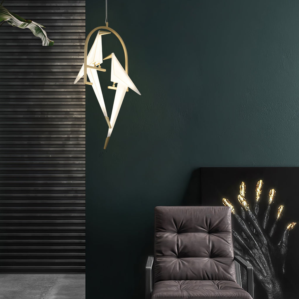 Paper Crane Bird LED Chandelier