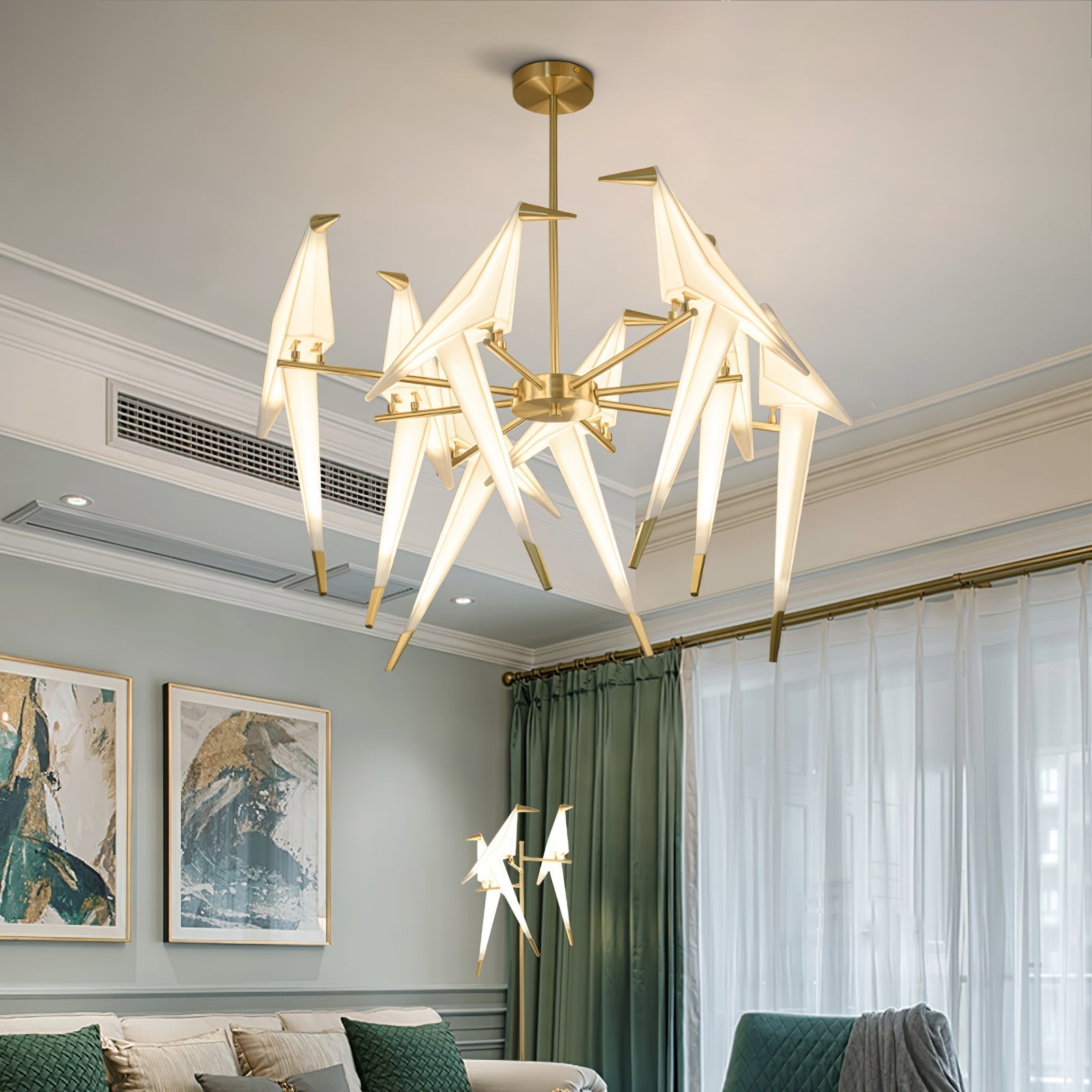 Paper Crane Bird LED Chandelier