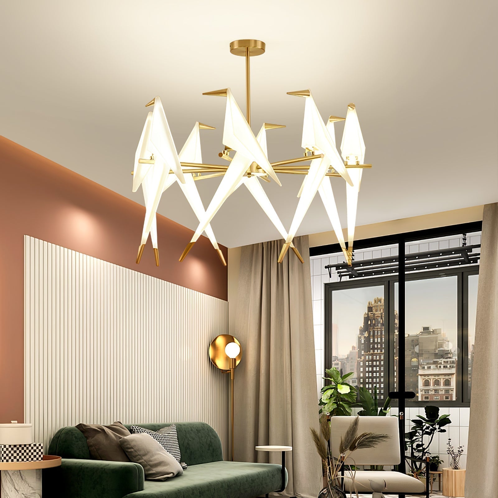 Paper Crane Bird LED Chandelier