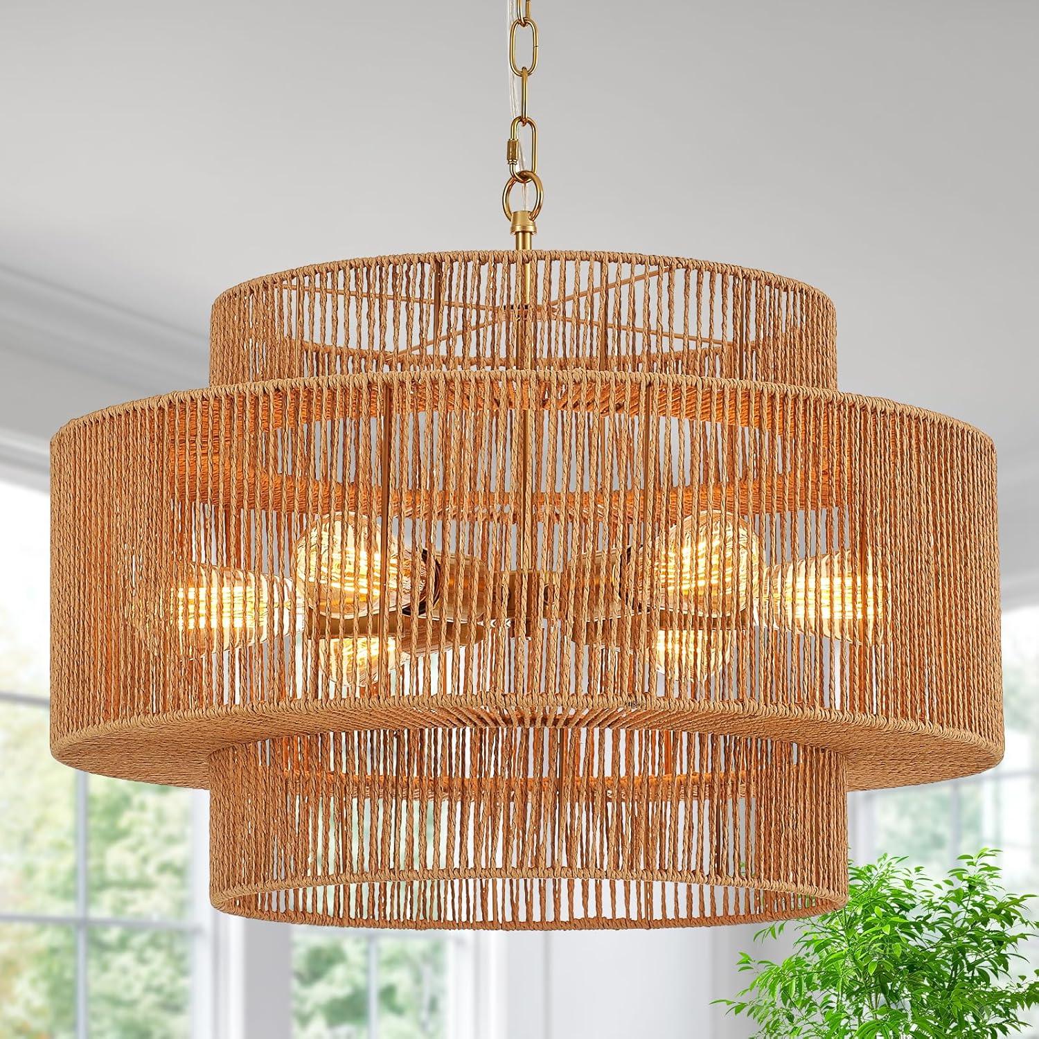 Pure Sky Rattan Woven Pendant Light