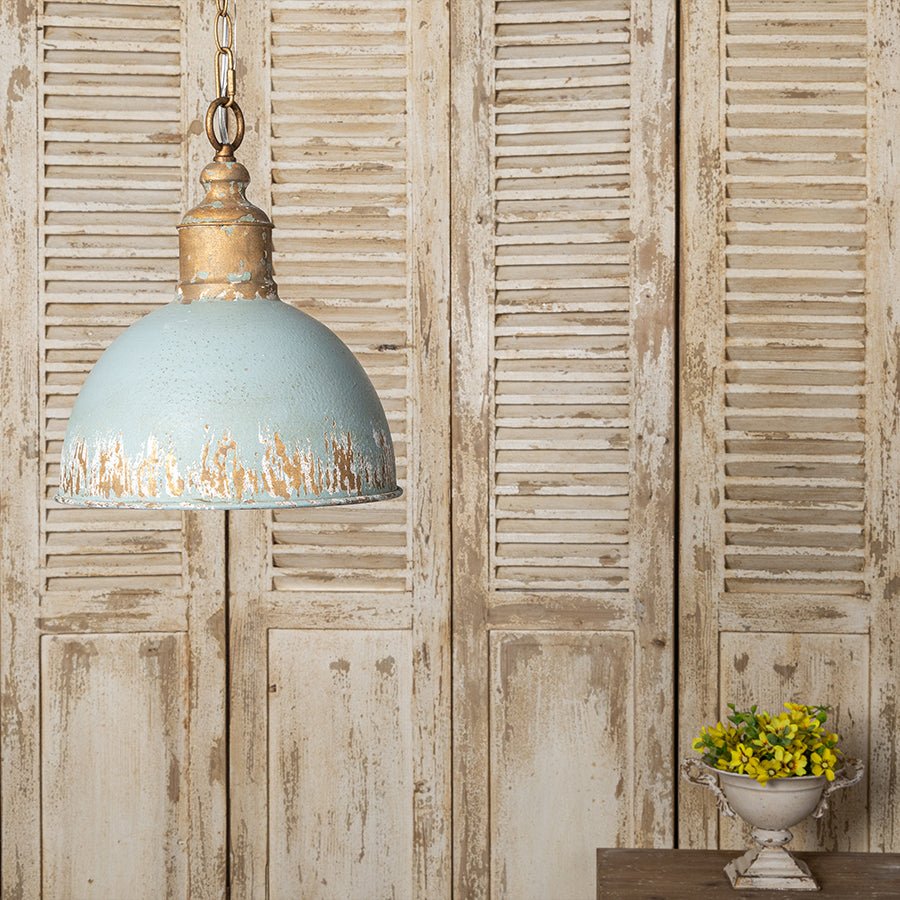 RetroAura Vintage Blue Metal Pendant Light