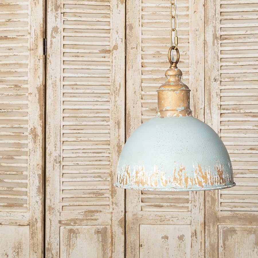 RetroAura Vintage Blue Metal Pendant Light