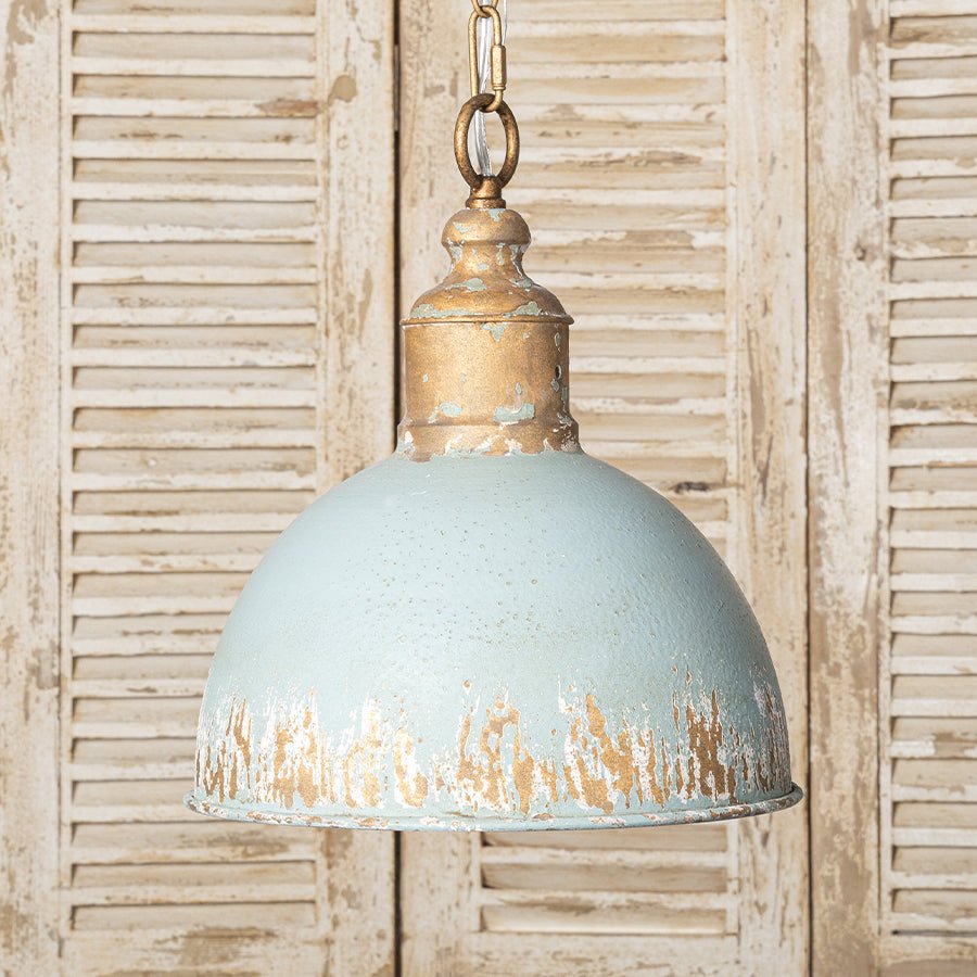 RetroAura Vintage Blue Metal Pendant Light
