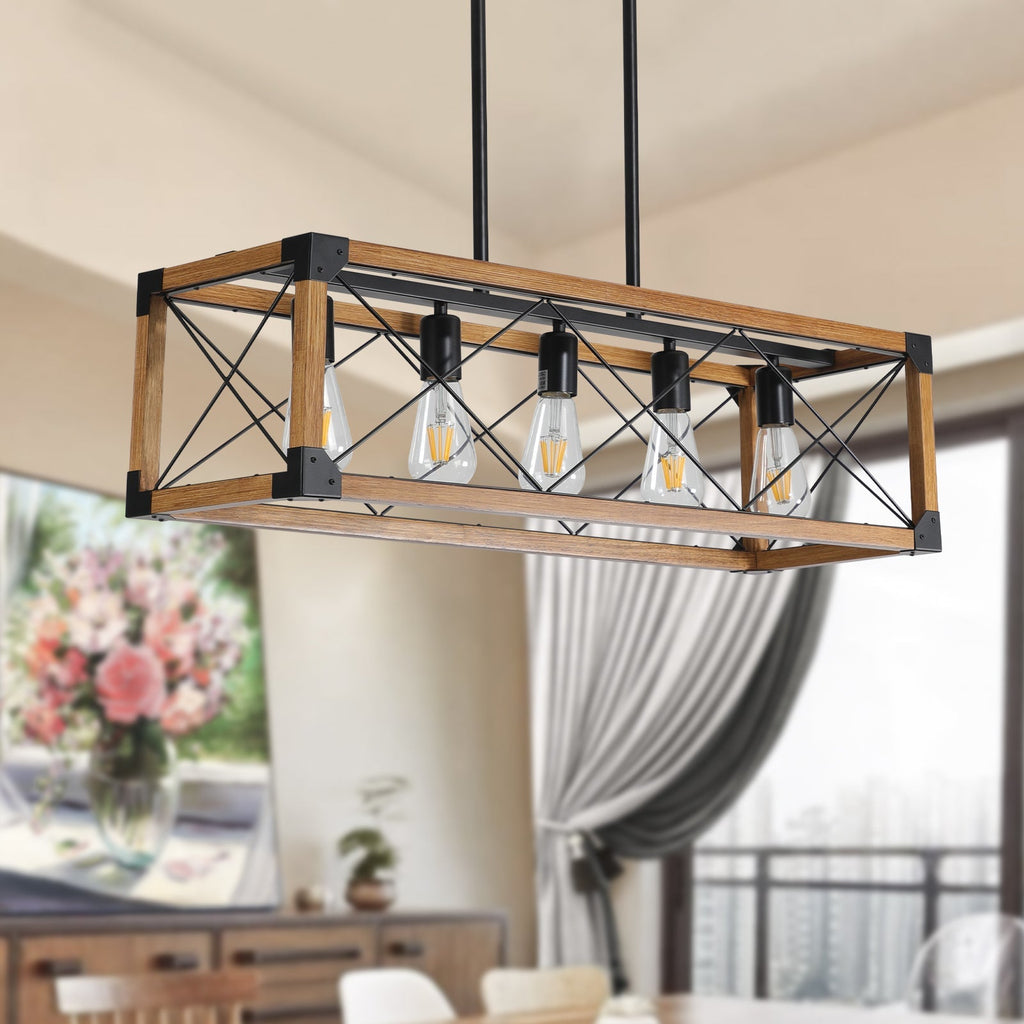 Rustic Wood and Iron Chandelier