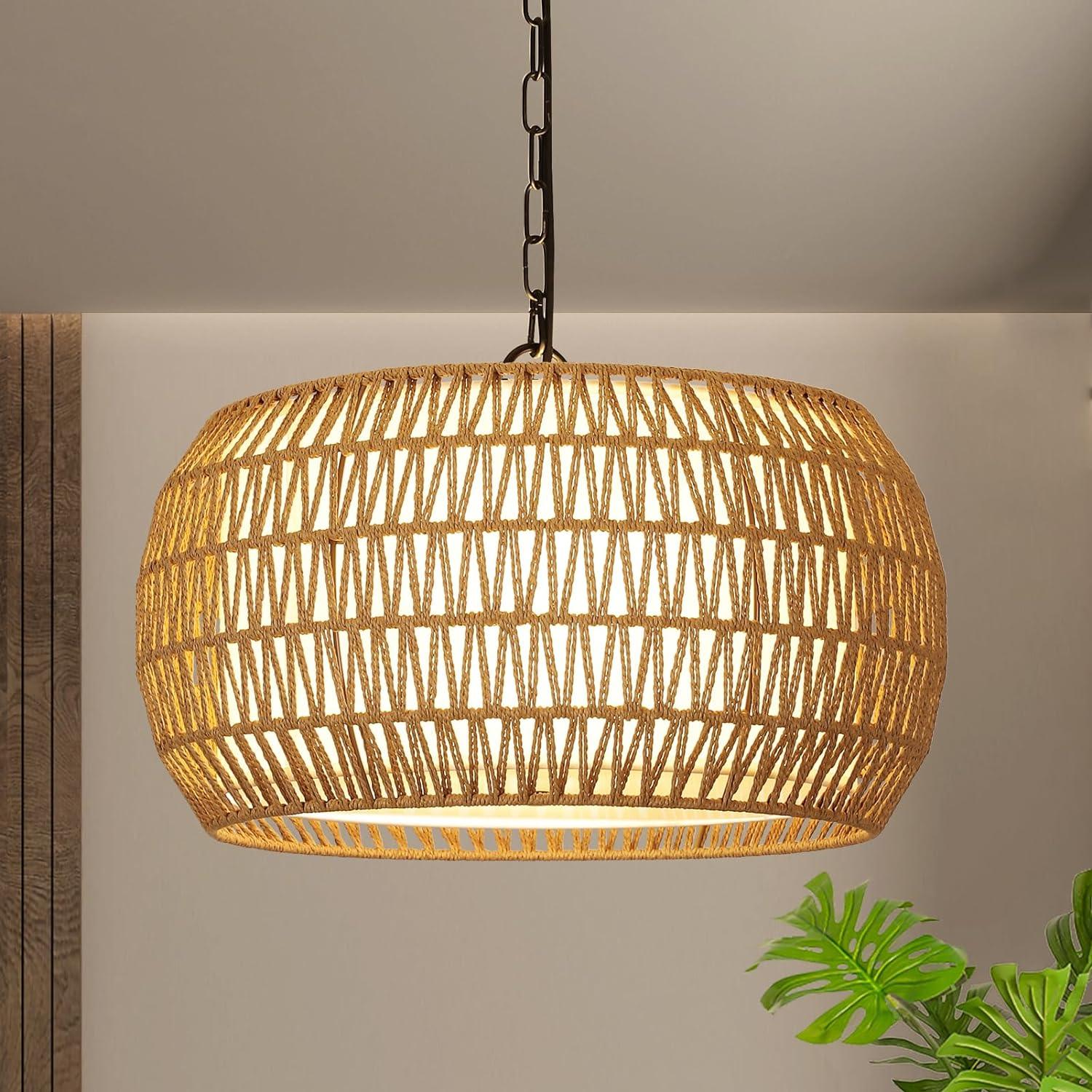 Sacred Radiance Rattan Woven Pendant Light