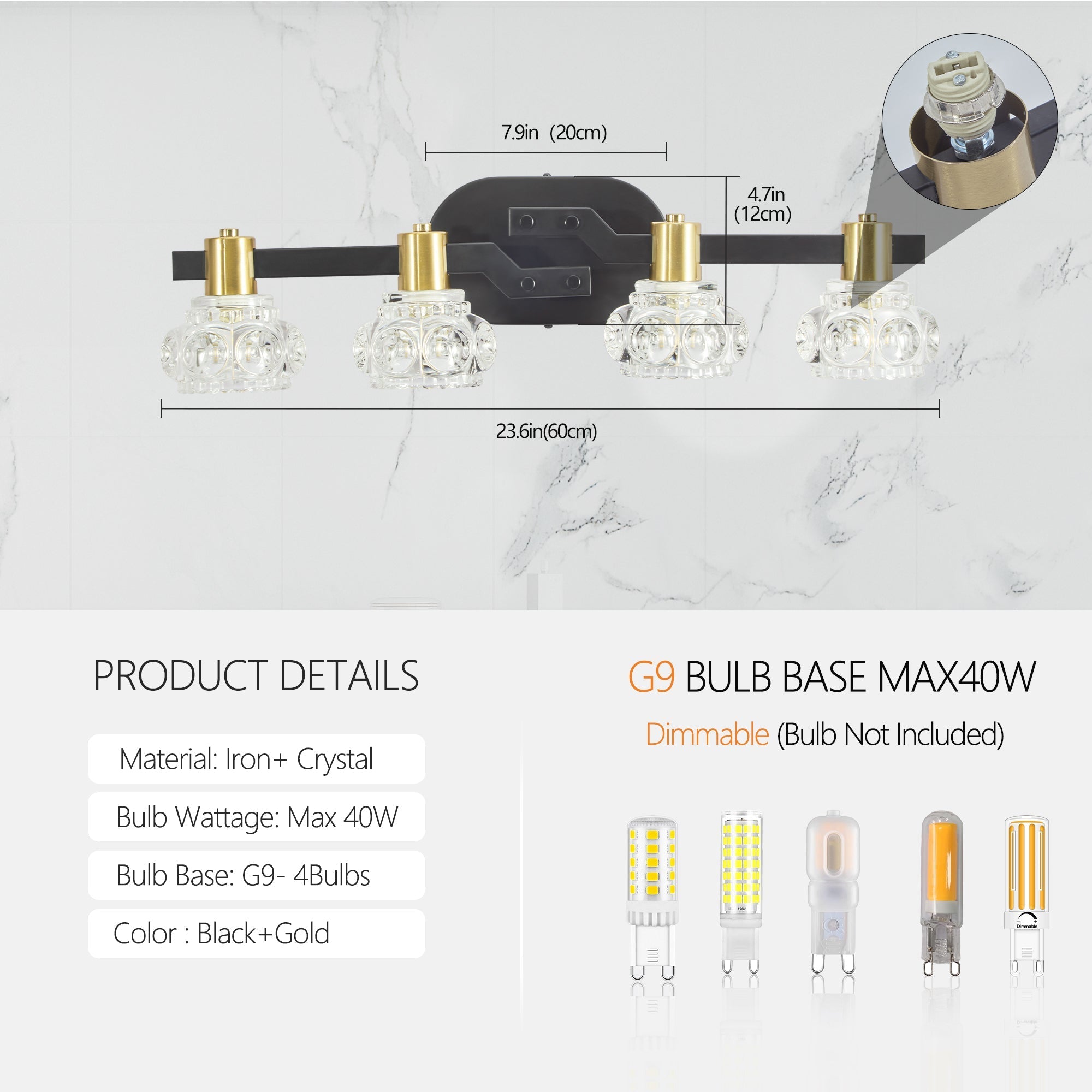 Solara Crystal Vanity Light