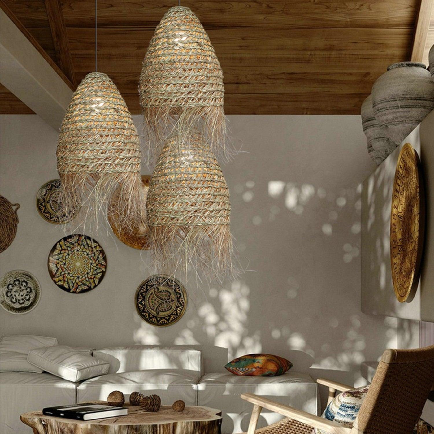 Straw Hat Rattan Woven Pendant Light