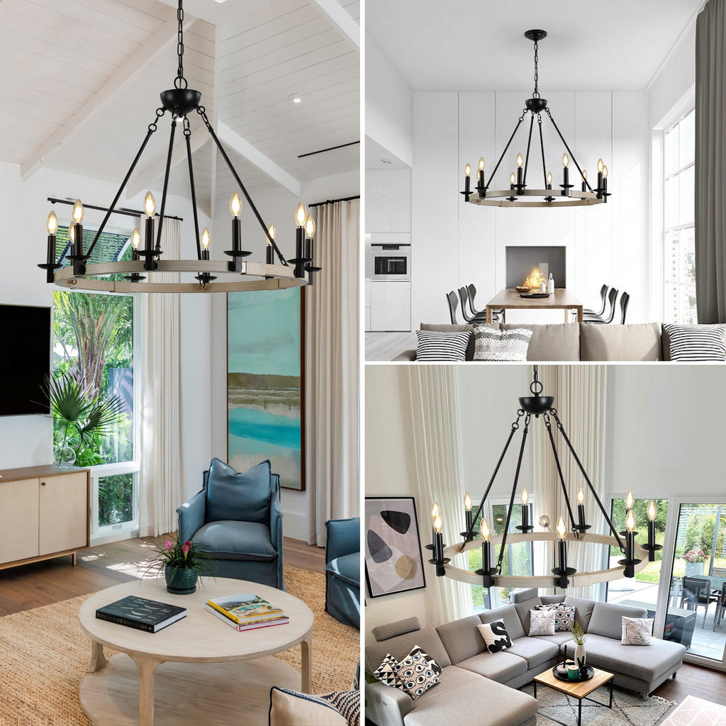 TimberGlow 10-Light Candle Chandelier