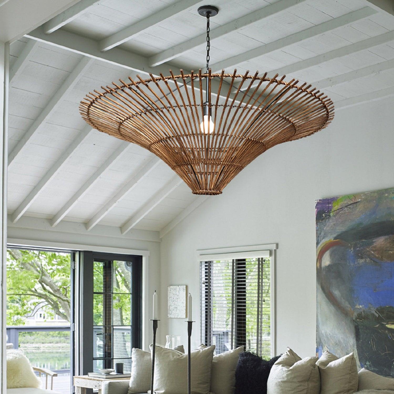 Time Funnel Rattan Woven Pendant Light