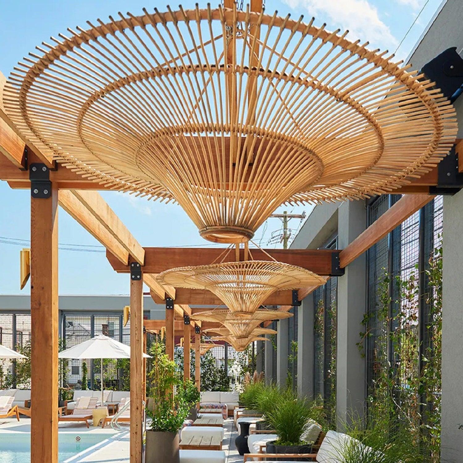 Time Funnel Rattan Woven Pendant Light