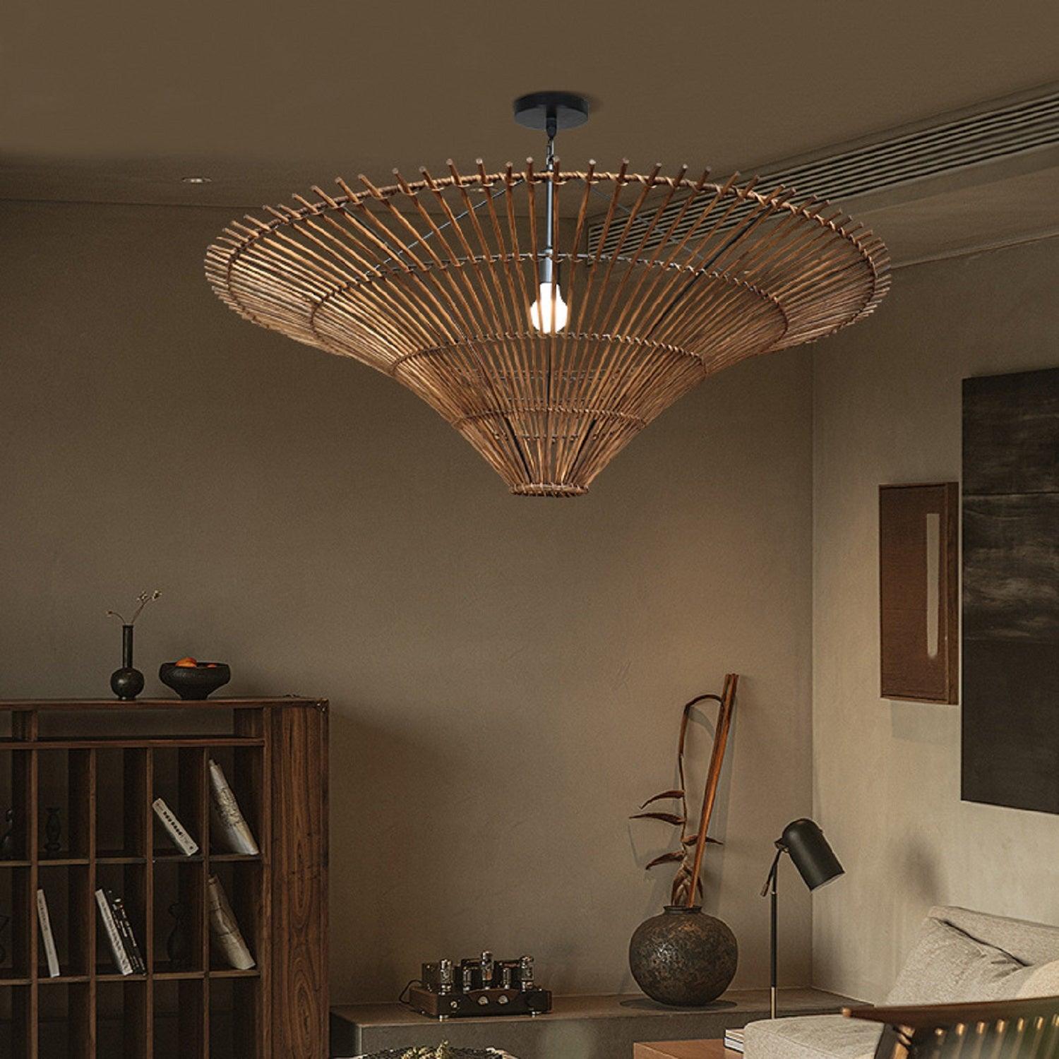 Time Funnel Rattan Woven Pendant Light