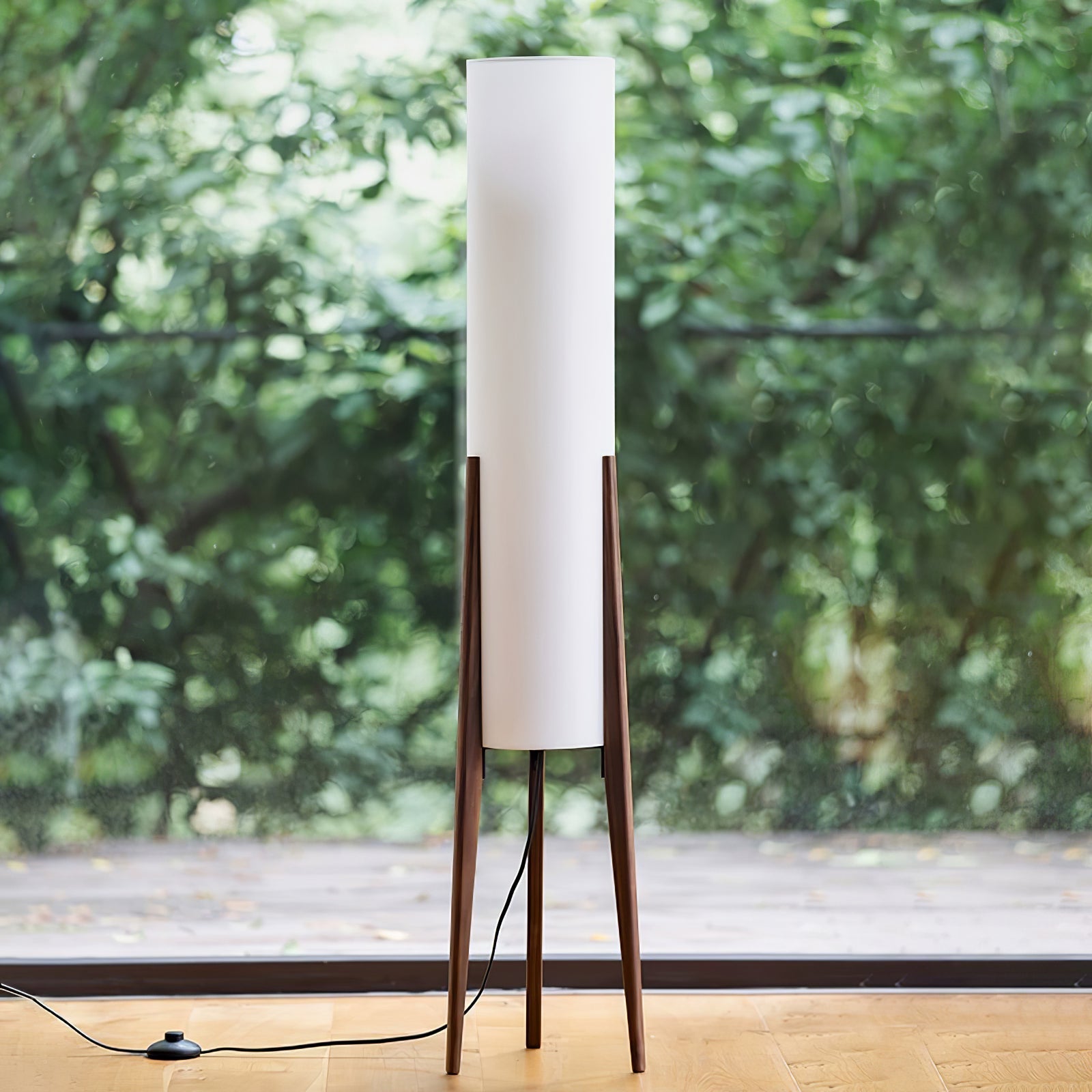 Tripod Walnut Wood Floor Lamp