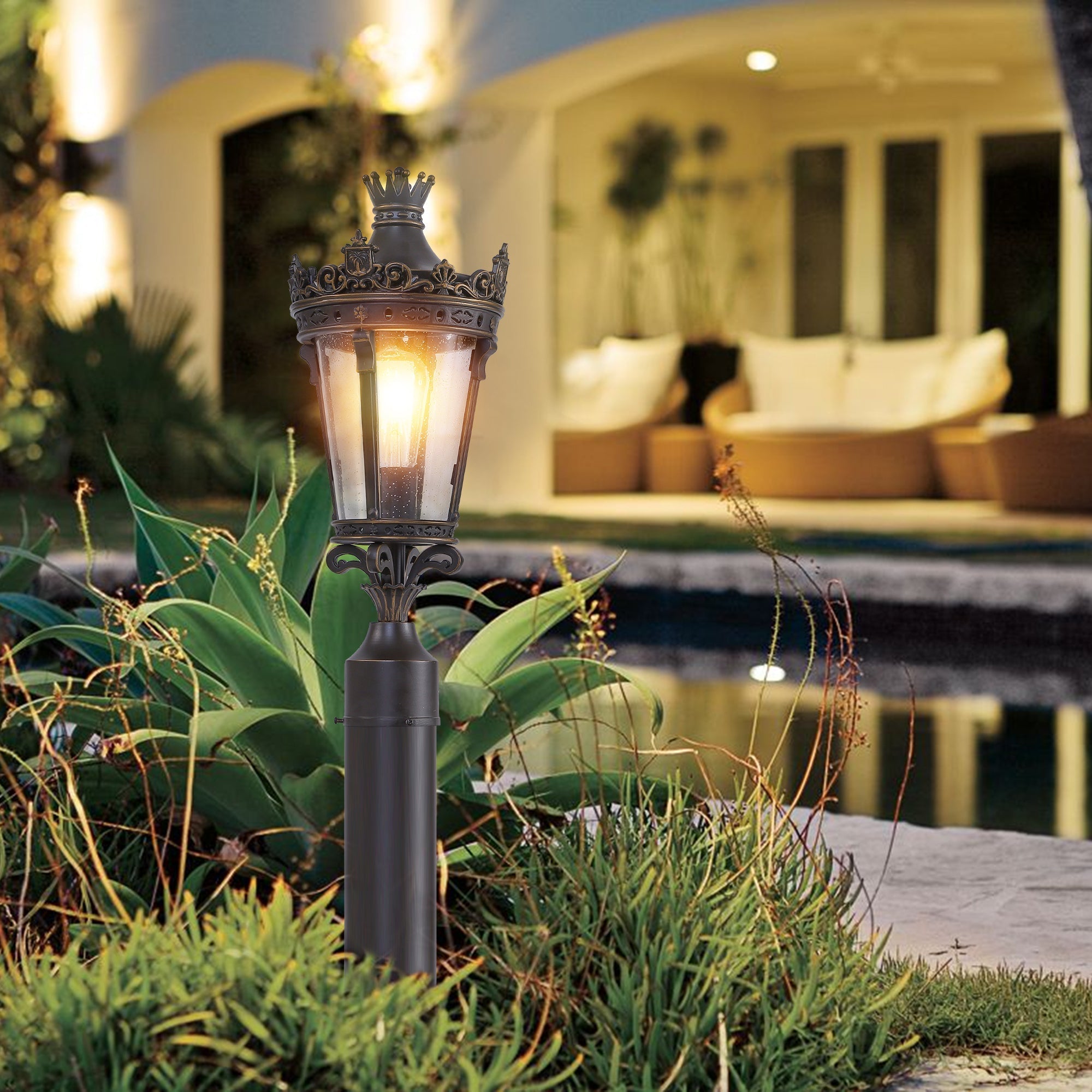 Vintage Crown Outdoor Post Lantern