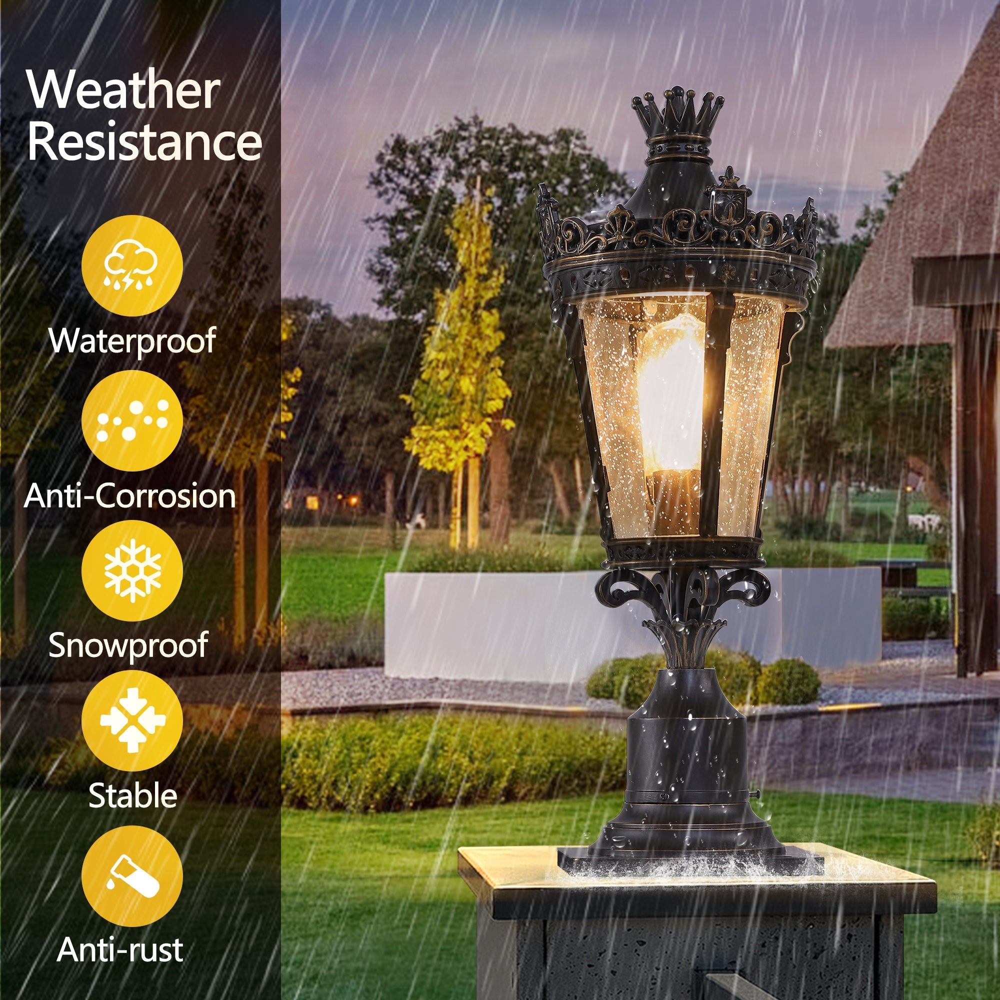 Vintage Crown Outdoor Post Lantern