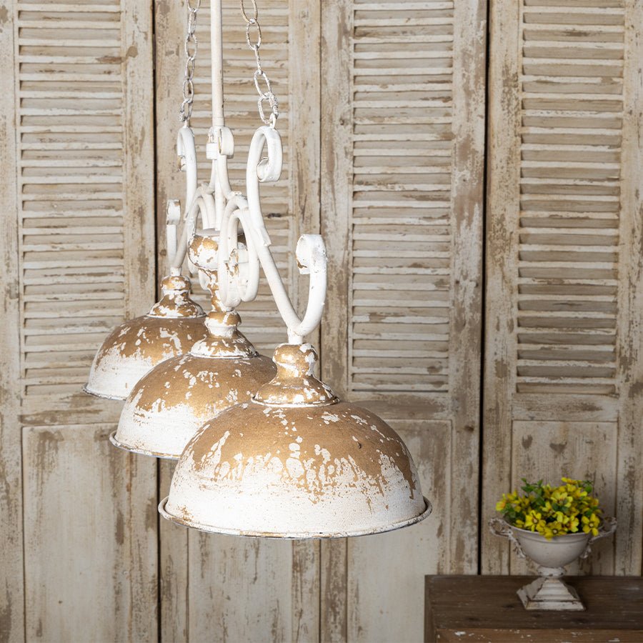 Vintage Off-White Metal Pendant Light