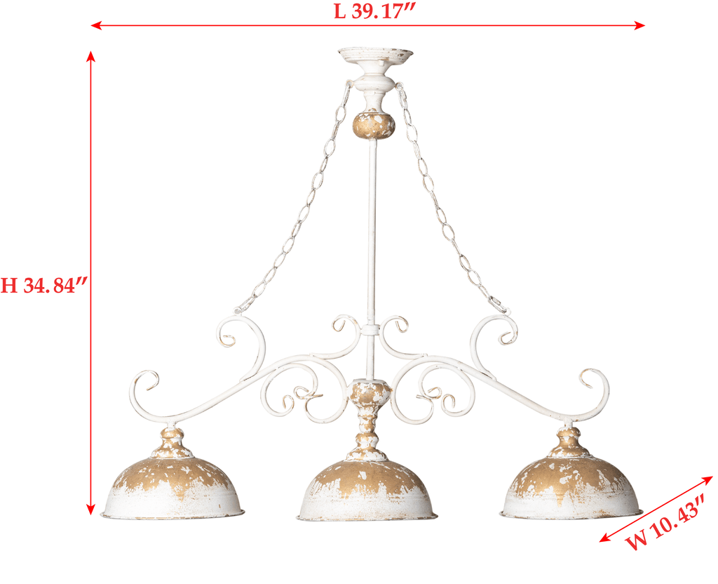 Vintage Off-White Metal Pendant Light